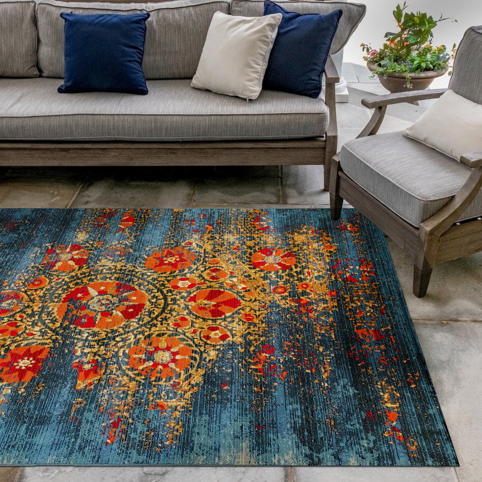 Marina Suzanie Indoor/Outdoor Rug, Blue, 6'6"x9'3"