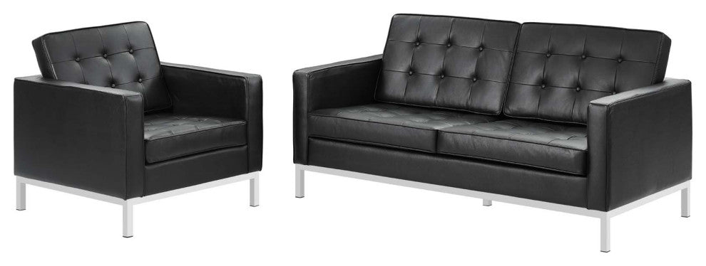 Loft 2 Piece Leather Loveseat And Armchair Set