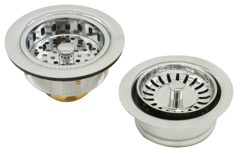 CO2165S 3.5" Post Style, Kitchen Sink Basket Strainer, Polished Nickel