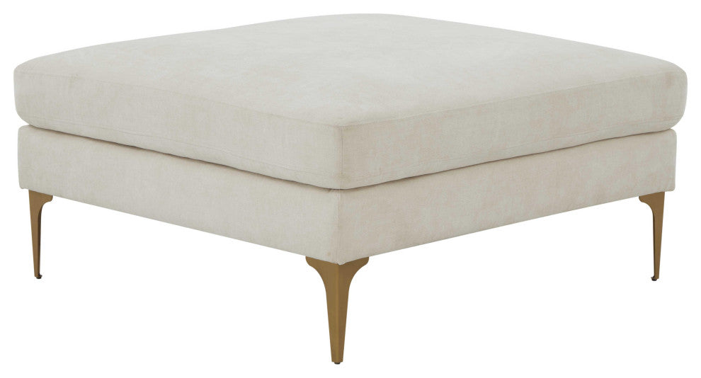 Serena Cream Velvet Ottoman
