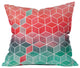 Elisabeth Fredriksson Rose and Turquoise Cubes Throw Pillow, 26"x26"
