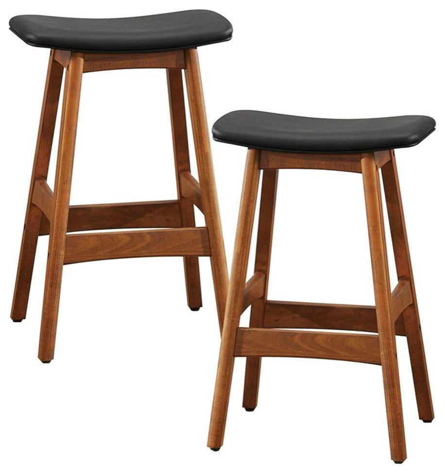 Lexicon Ride Faux Leather Counter Stool in Black (Set of 2)