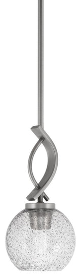 Cavella 1-Light Stem Hung Mini Pendant, Graphite, 5.75" Smoke Bubble Glass