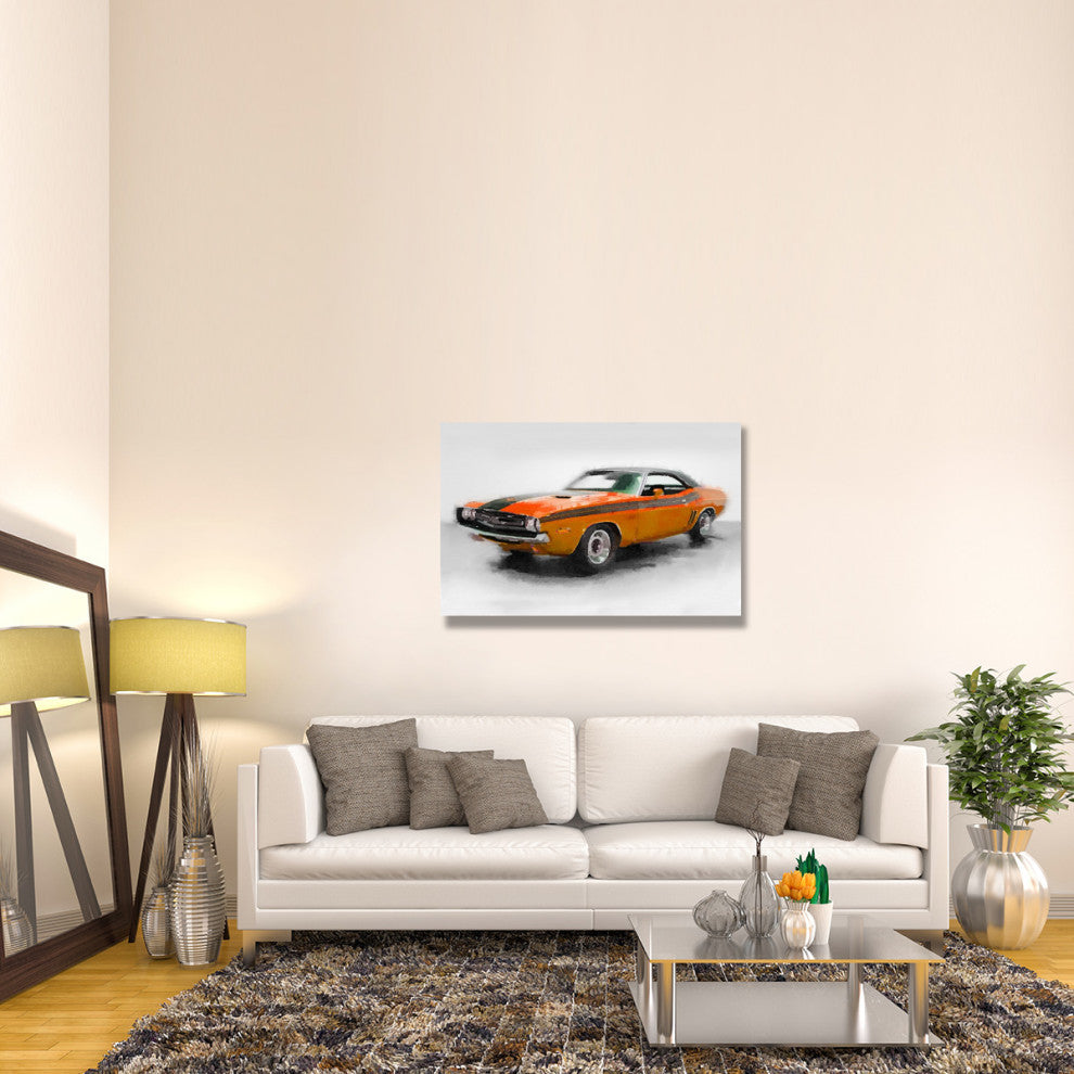 "1968 Dodge Challenger Watercolor" Fine Art Print