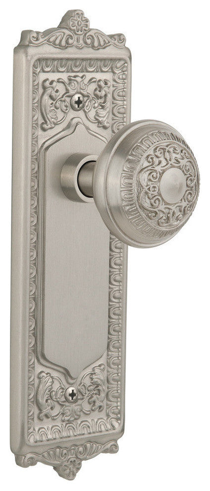 Single Egg & Dart Plate With Egg & Dart Knob, Polished Brass, Satin Nickel, Sing