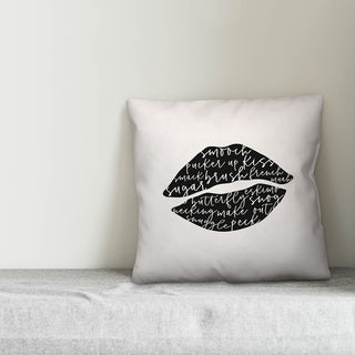 Smooch Script Black 20x20 Throw Pillow