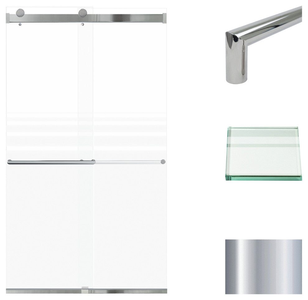 Transolid Brianna 48" W x 80" H Frameless Sliding Shower Door, Polished Chrome