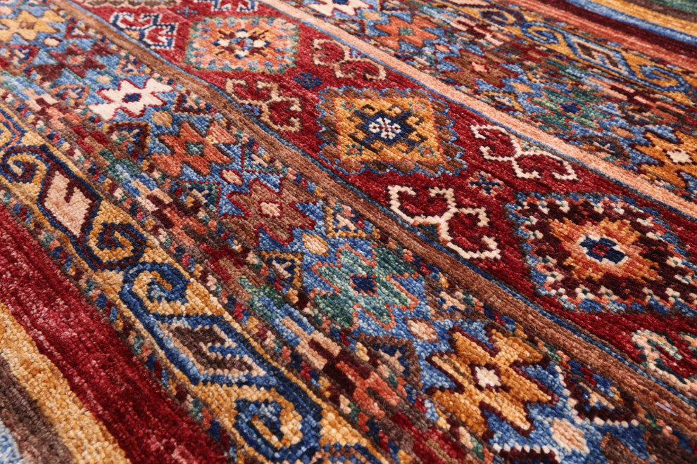 2' 8" X 9' 9" Runner Khorjin Super Kazak Hand-Knotted Rug Q5704