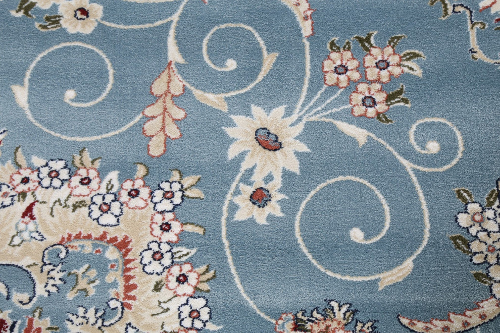 Light Blue Floral Medallion Transitional Turkish Rug Oriental Carpet 8x10
