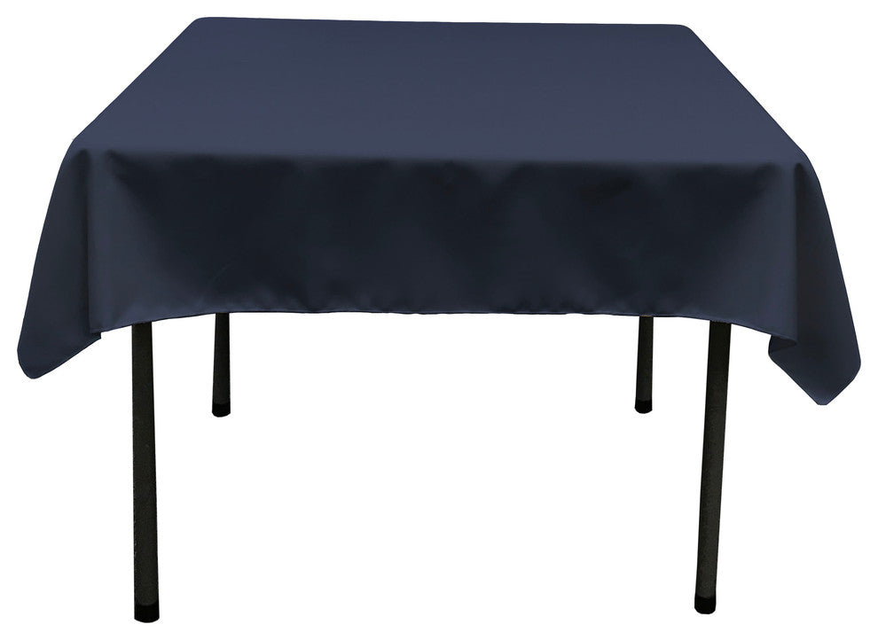 LA Linen Square Polyester Poplin Tablecloth, Navy, 58"x58"