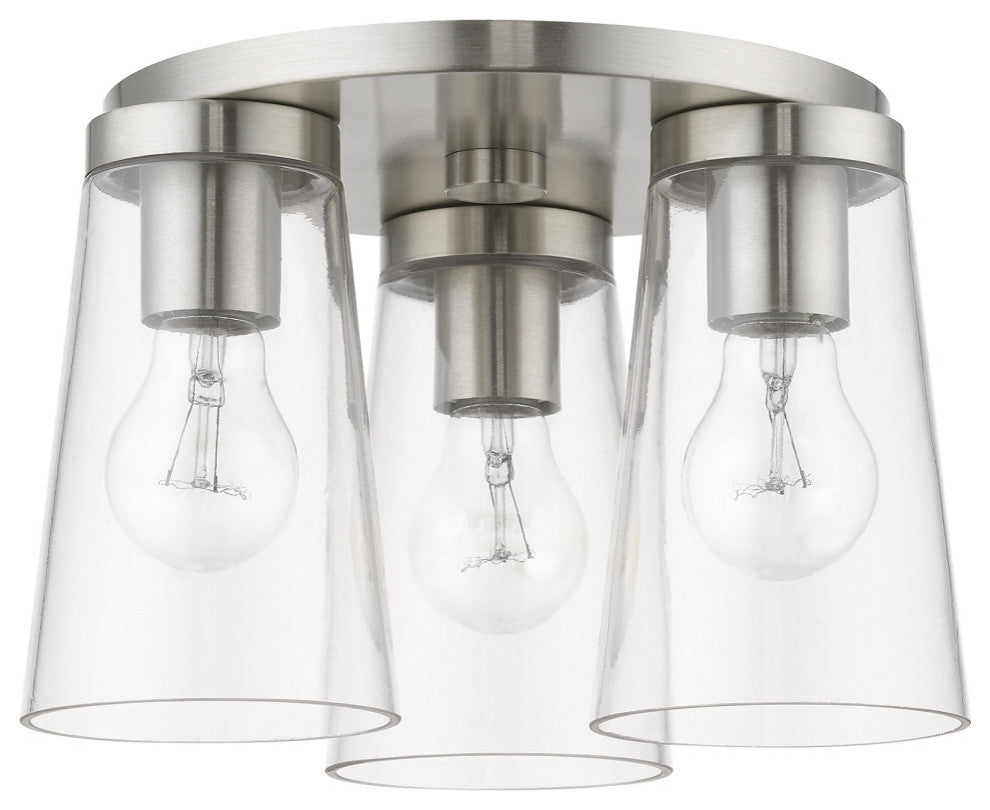 Cityview 3 Light Brushed Nickel Large Flush Mount