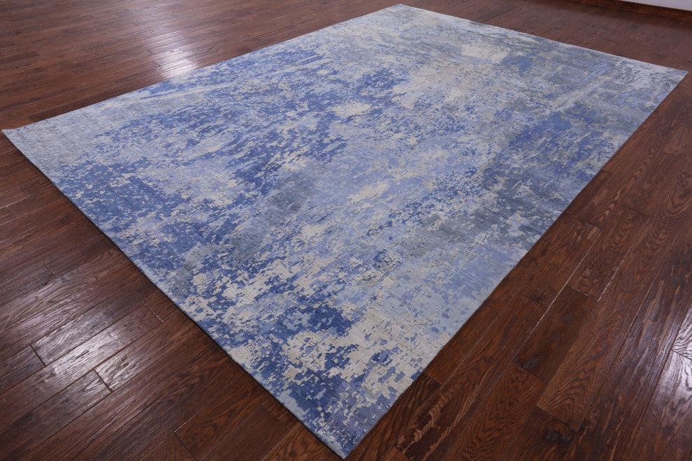 Abstract Wool and Silk Handmade Rug 8' 10" X 12' 6" Q8654