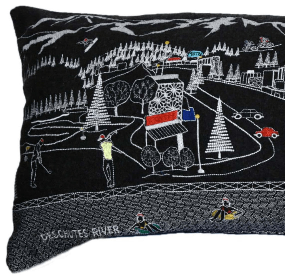46" Black Bend Nighttime Skyline Lumbar Decorative Pillow