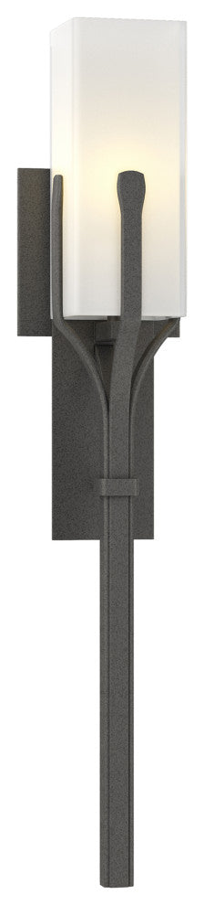 Mediki Sconce, Natural Iron Finish, Opal Glass
