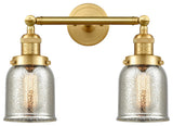 Small Bell 2 Light Bath Vanity Light, Satin Gold, Silver Plated Mercury