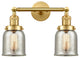 Small Bell 2 Light Bath Vanity Light, Satin Gold, Silver Plated Mercury
