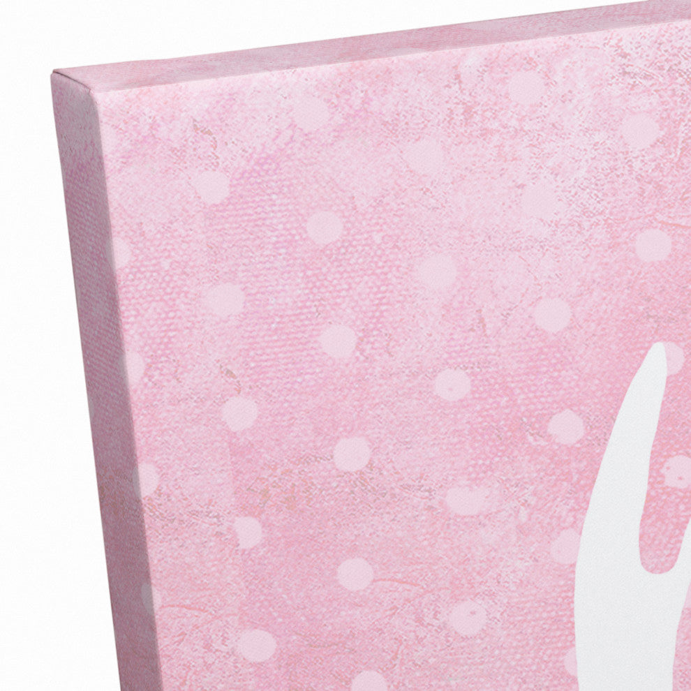 Deer Polka Dots Pink 20x24 Canvas Wall Art