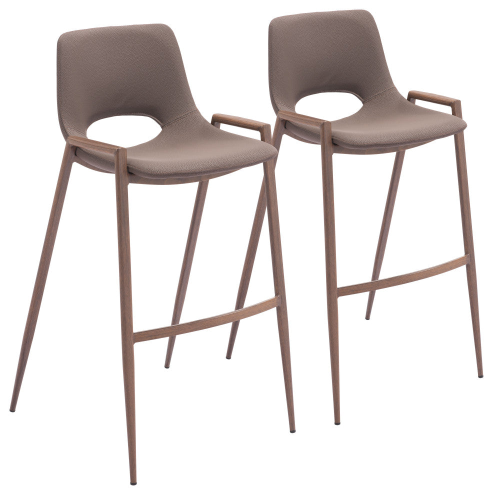 Desi Barstool, Set of 2 Brown/Walnut