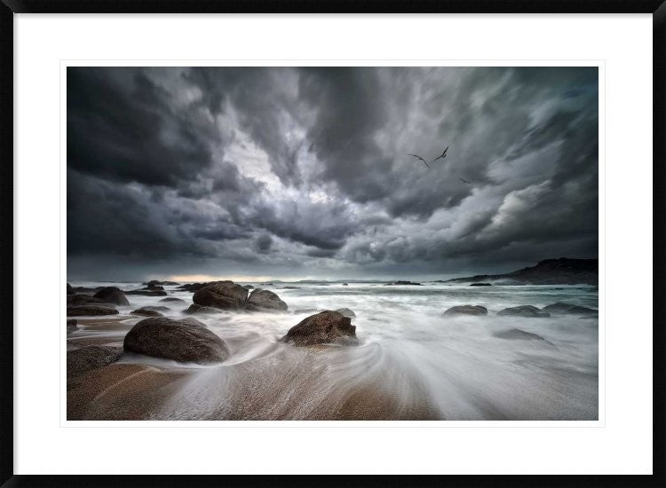 "Flight Over Troubled Waters" Framed Print by Santiago Pascual Buye, 38"x28"