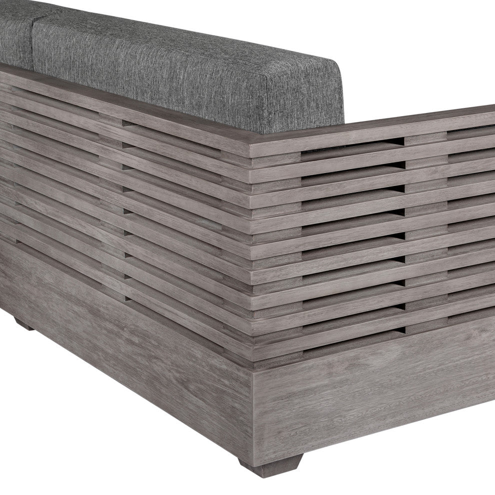Vivid Outdoor Patio Sofa, Gray Eucalyptus Wood With Gray Olefin Cushions