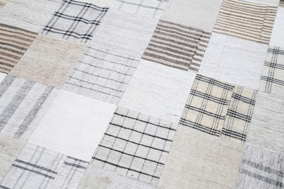 Rug N Carpet - Handmade Oriental 9' 11'' x 13' 1'' Rustic Patchwork Kilim Rug