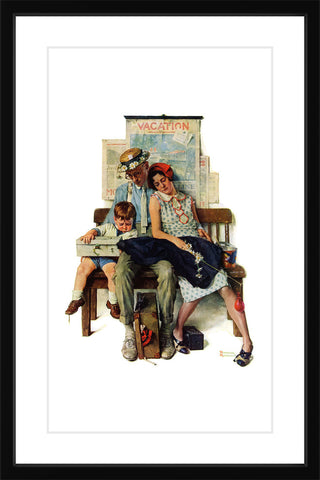 "Home from Vacation" Framed Art Print by Norman Rockwell