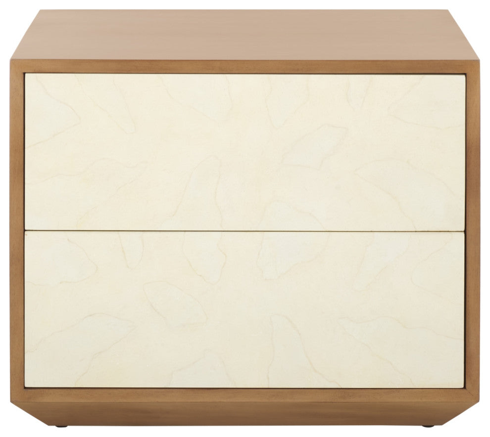 Safavieh Couture Edalina 2 Drawer Nightstand, Natural/White