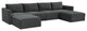 Flix Modular U Velvet Sectional Sofa, Modern 6 Piece Sectional Couch Set, Grey