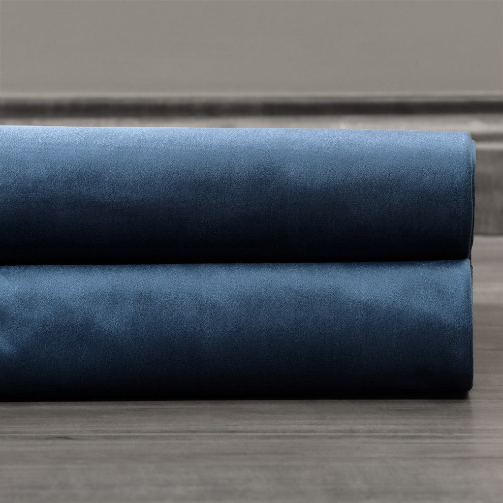 Baroness Blue Plush Velvet Hotel Blackout Fabric Sample, 4Wx4L