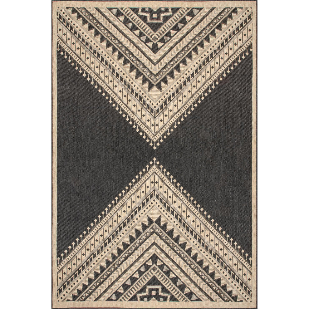 Nuloom Landry Aztec Indoor/Outdoor Contemporary Area Rug, Charcoal 6'7"x9'