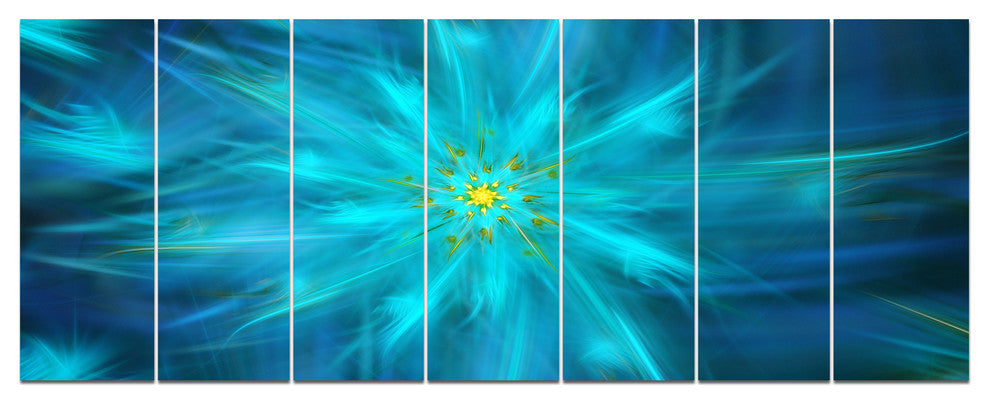 Amazing Dance of Blue Petals, Floral Canvas Art Print, 83"x32", 7 Panels