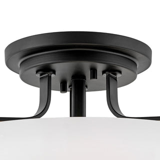 Hinkley Harper 18" Large Semi-Flush Ceiling Light, Black + Etched Opal