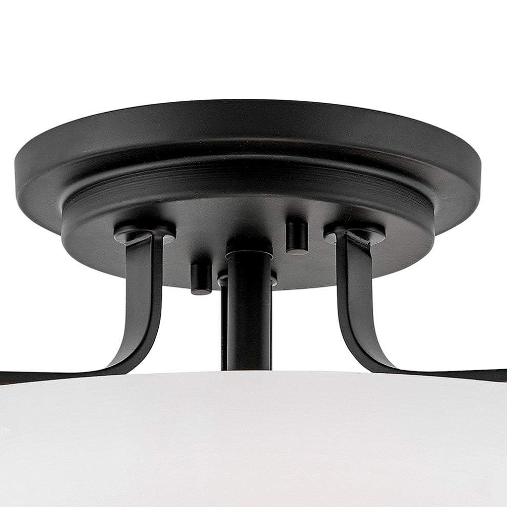 Hinkley Harper 18" Large Semi-Flush Ceiling Light, Black + Etched Opal