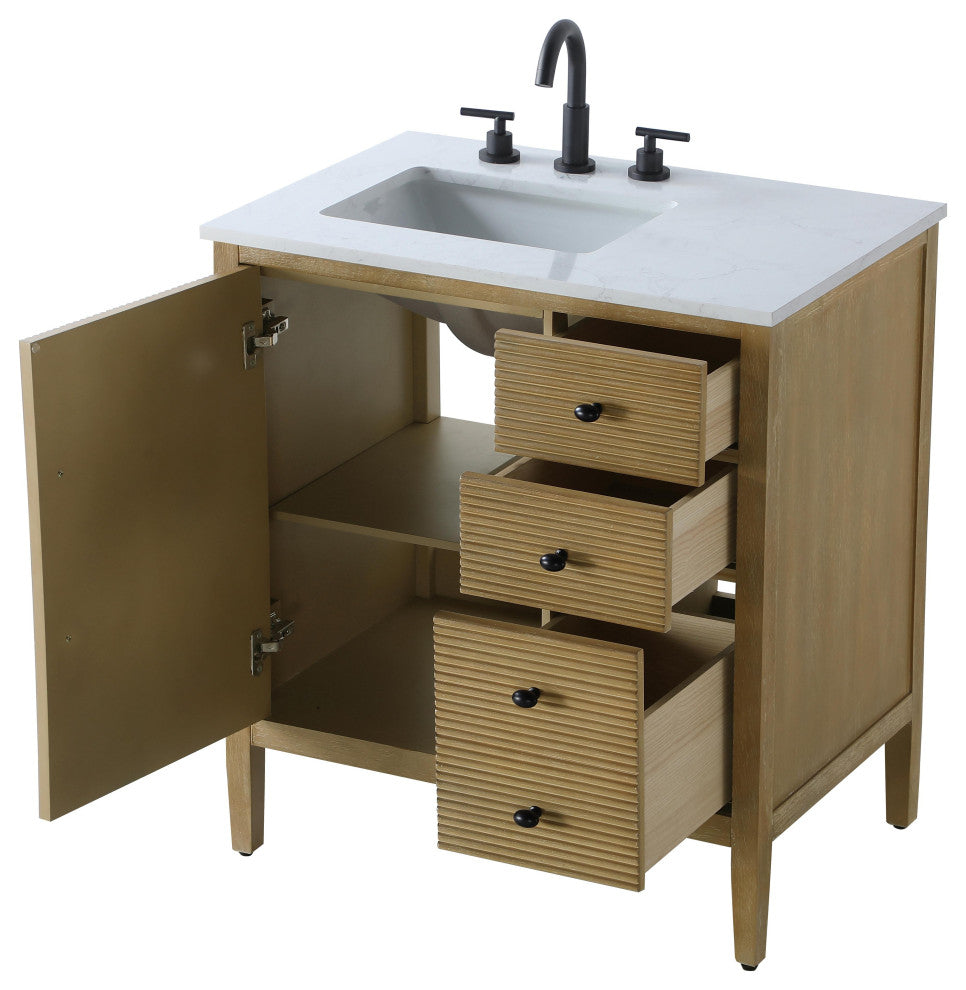 Home Living 32" Single Bathroom Vanity, Linen Oak