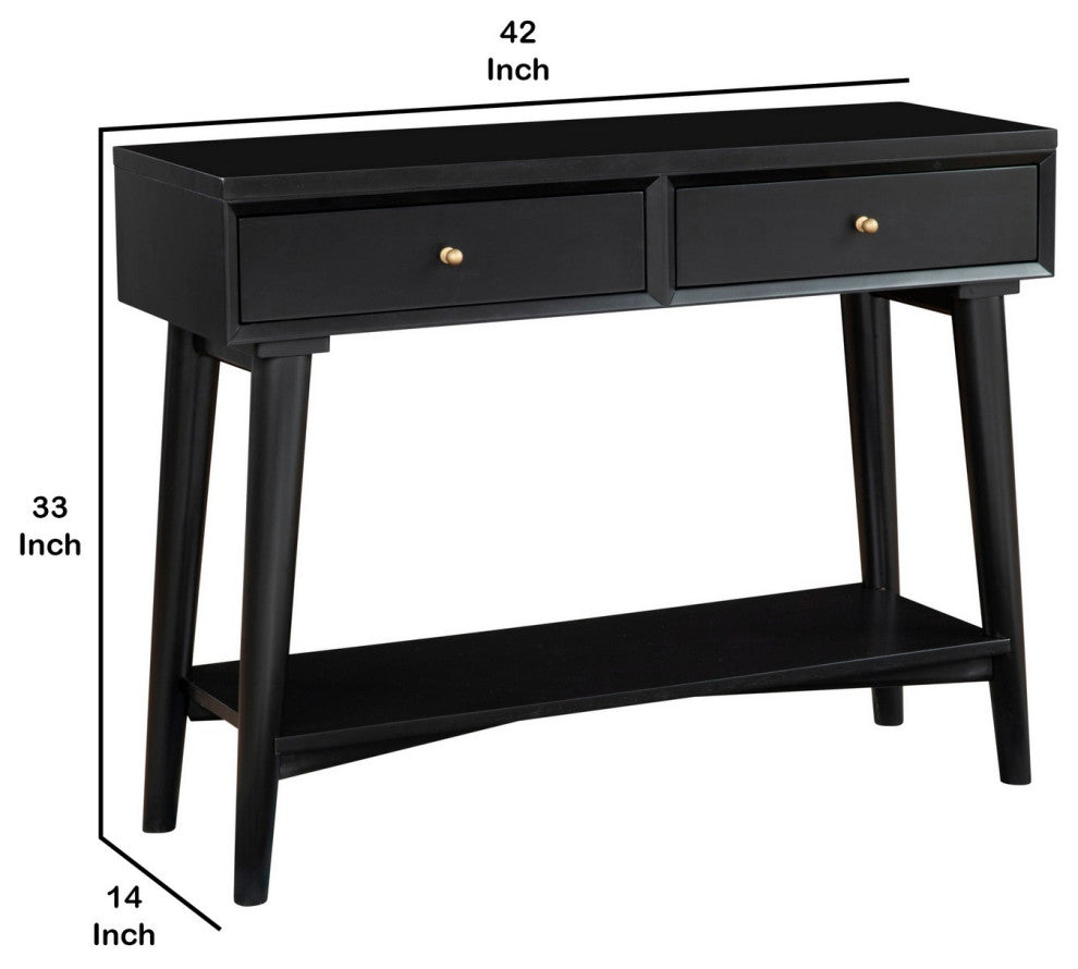 Benzara BM261881 Console Table With 2 Drawers and Angled Legs, Black