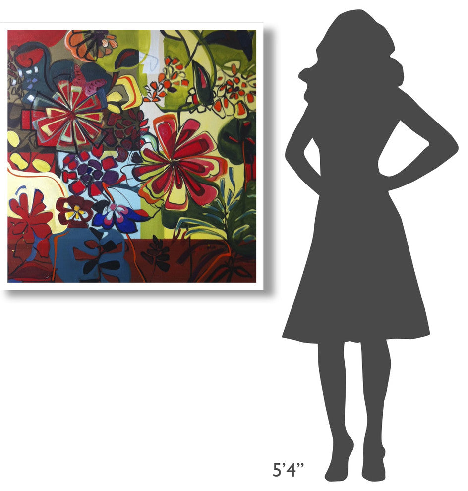 "Meet Me in the Garden" Digital Paper Print by Joan Elan Davis, 38"x38"