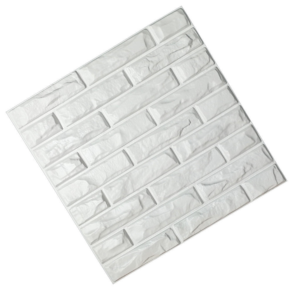 19.7" x 19.7" Art3d PVC 3D Wall Panels White Brick Wall Tiles, Set of 12