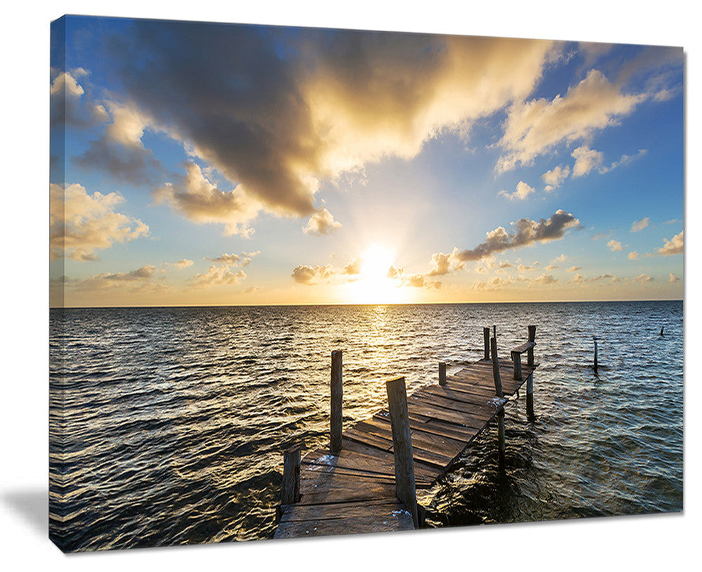 "Abandoned Boardwalk in Seashore" Sea Bridge Canvas Art Print, 20"x12"