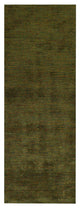Hand Knotted Loom Silk Mix Area Rugs Solid Green Gold