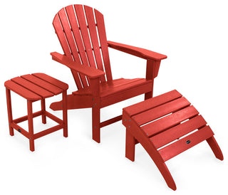 Polywood South Beach Adirondack 3-Piece Set, Sunset Red