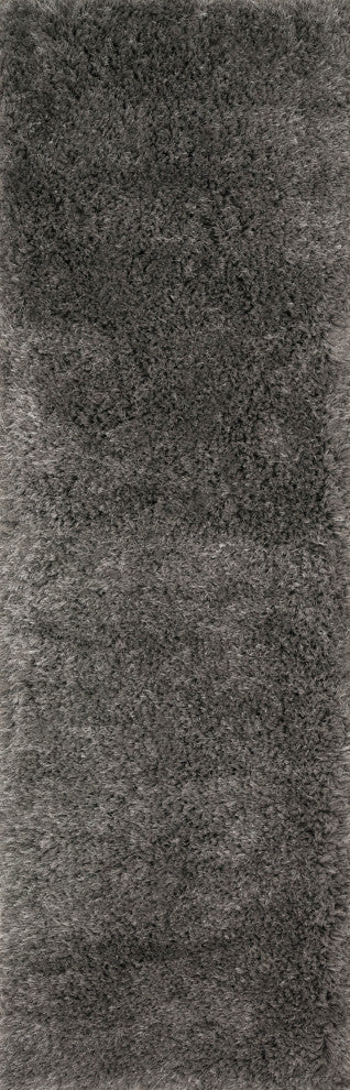 Hand Tufted Polyester Mila Shag Area Rug by Loloi II, Charcoal, 2'3"x7'6"