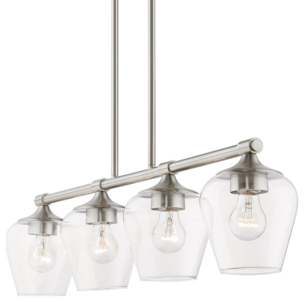Willow 4 Light Brushed Nickel Linear Chandelier