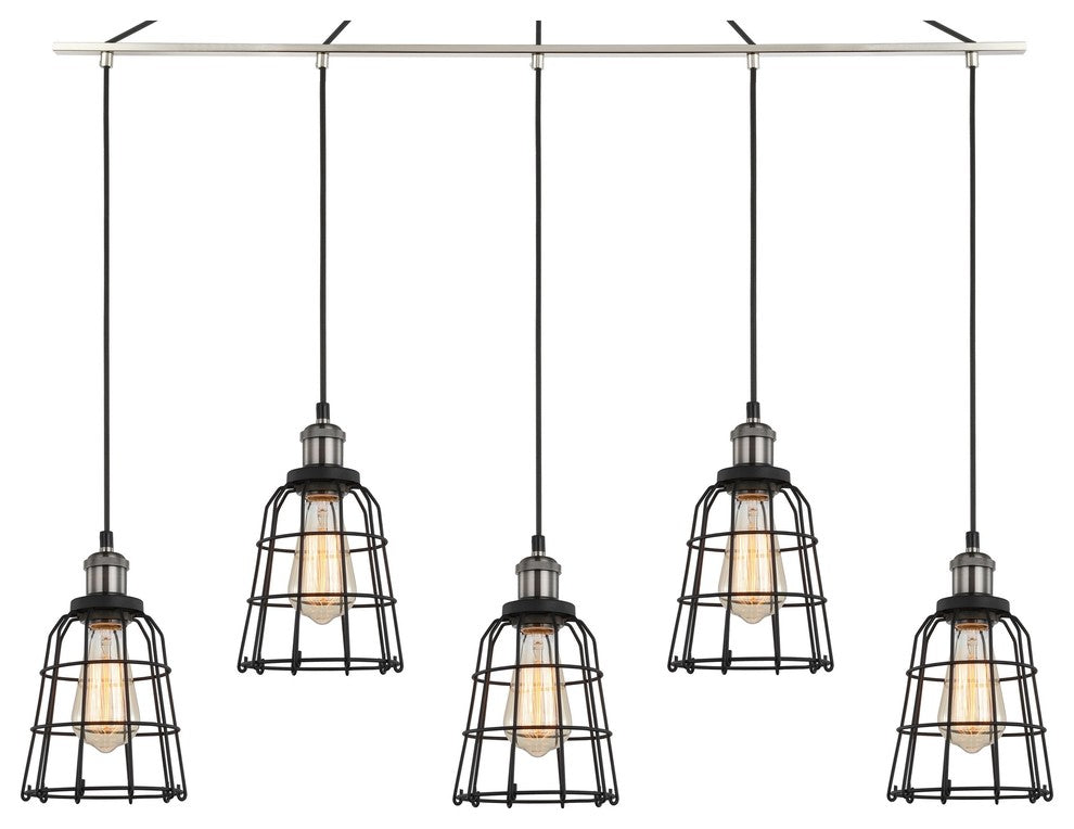 Woodbridge Lighting Fulton 5-Light Wire Cage Linear Pendant with ST64 Bulb