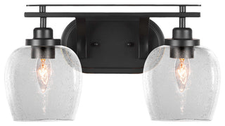 Odyssey 2 Light Bath Bar In Matte Black Finish With 6" Clear Bubble Glass