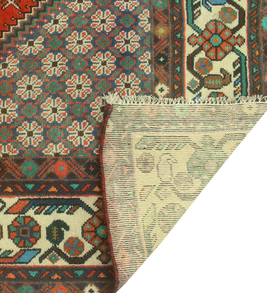 Fine Vintage Distressed Souzan Rust/Ivory Rug, 6'5x9'6