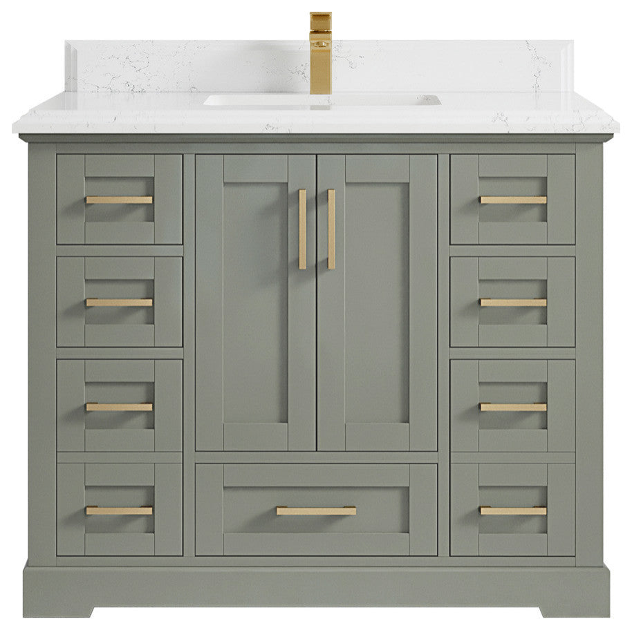 Boston 42 Single Sink Bath Vanity in Evergreen 1.5" Empira Quartz