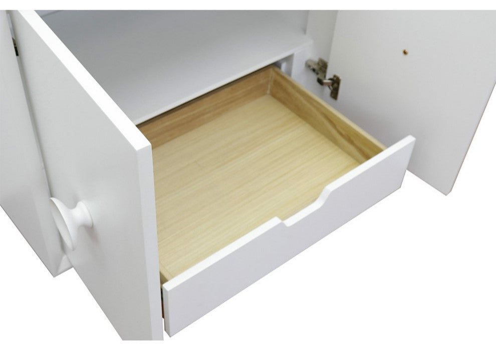 31" Single Wall Mount Vanity, White Finish With Black Galaxy Top