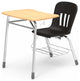 Modern Desk With Integrated Chair, Spacious Top & Ventilated Plastic Seat, Black