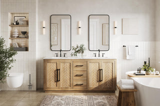 Home Living 72" Double Bathroom Vanity, Linen Oak