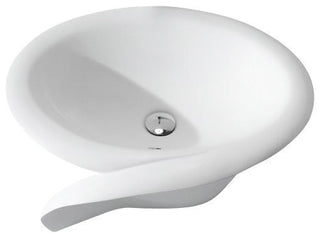 ADM Circular Countertop Vessel Sink, White, 26", Matte White